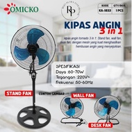 NEW VIVA CYCLONE FAN OMICKO 18 INCH 3IN1 KA 1833 STANDING WALL TABLE STAND FAN WALL FAN DESK FAN