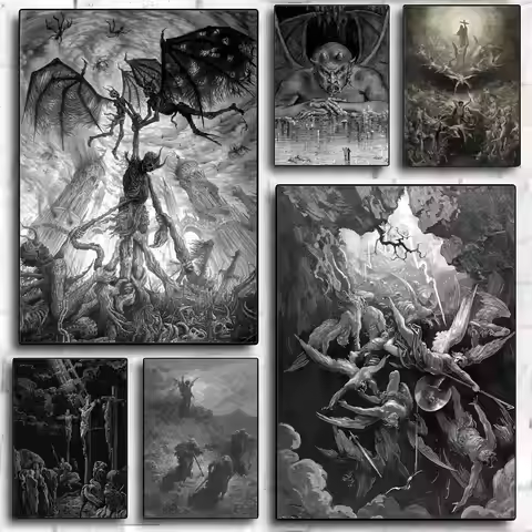 G-gustav Dore Satan Paradise Lost Monster Poster Modern PP Paper Wall Art Sticker Minimalist Decorat