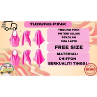TUDUNG PUTERI ISLAM KEGUNAAN SEKOLAH WARNA MERAH JAMBU PPIM PINK SEKOLAH