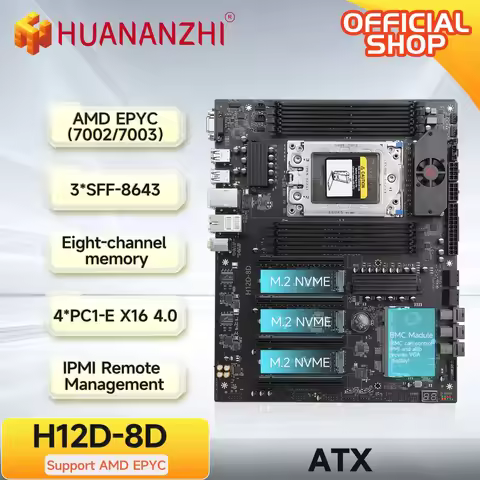 HUANANZHI H12D 8D AMD Motherboard with BMC module support AMD EPYC 7002 7003 series CPU 8 channel me