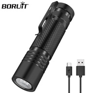 BORUiT V8 EDC Powerful Flashlight USB C 800LM Rechargeable Torch Portable Camping Fishing Flashlight