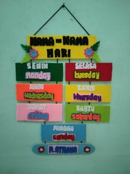 Nama nama hari hiasan dinding tempel kelas