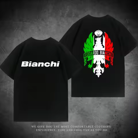Moto 25 Bianchi High end Road Tour de France Cycling Work Clothes Loose Short sleeved Black T-shirt 