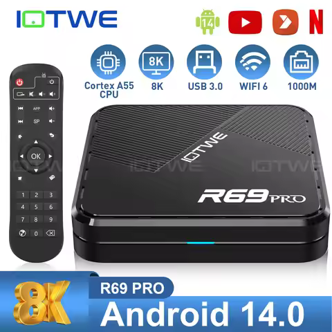 R69 PRO Allwinner H728 Android 14 TV-Box Octa-Core WiFi 6 BT5.0 Sprachfernbedienung Set-Top-Box 1000