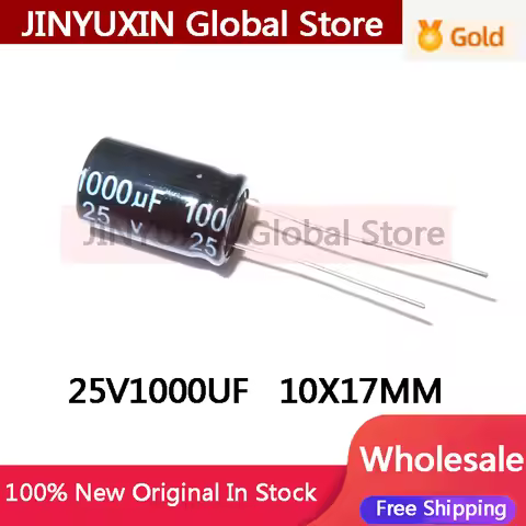 20-100PCS NEW quality 25V1000UF 10x17MM 1000uf 25v 10*17mm 1000μF 25v 10X17MM Direct insert aluminum