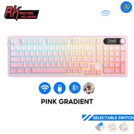 Keyboard Gaming RK ROYAL KLUDGE RKS98 Pink Gradient dengan Layar Pintar & Knob Keyboard Mekanikal Ho