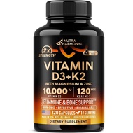 Vitamin D3 K2 - Vitamin D3 10000 iu & K2 as MK-7 120 mcg - Immune & Mood Support, for Bone & Teeth H