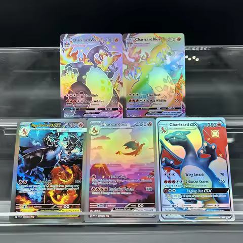 English Version Anime PTCG Proxy Flash Charizard Series Vmax Ex Gx Sv107/074 Wing Attack Mega Chariz