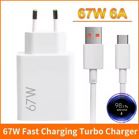 67W USB Super Fast Charger USB C PD Interface Phone Charger Adapter For iPhone15 Samsung Huawei Turb