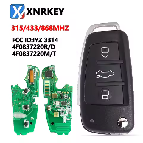 XNRKEY 3 Button Car Remote Key 8E Chip 315/433/868Mhz for Audi A6 S6 Q7 2004-2015 FCC: IYZ 3314 P/N: