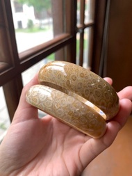 丨秋菊丨天然無染色珊瑚玉手鐲 圈口56.8、58