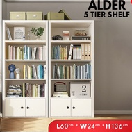 Ninsso :  New Arrive Alder 5 Tier Multipurpose Bookshelf Cabinet Organiser Storage Wooden Book Rack Shelf / Rak Buku