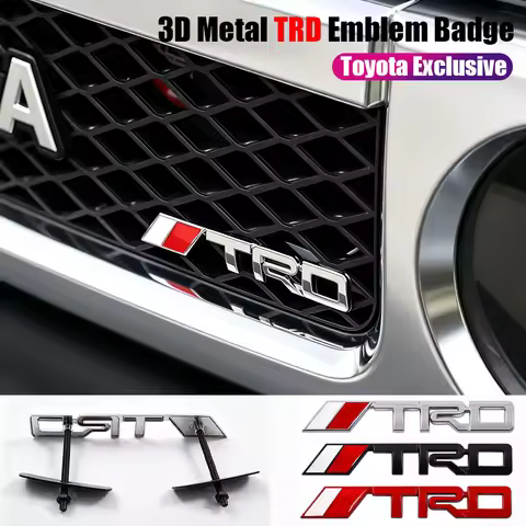 3D TRD Logo Car Front Grille Trunk Metal Emblem Badge For Toyota Supra Aygo Prado RAV4 Hilux Yaris C