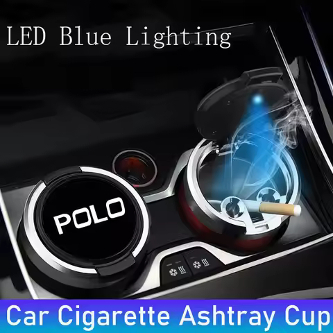 Car cigarette ashtray cup with lid with LED light portable detachable suitable for VW Polo 6R 6N2 6C