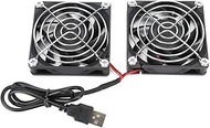 5V USB Power Fan, Dual Fan Cooler for RT AC68U AC86U EX6200 Tengda AC15 Router, Quiet Dual 70mm USB 