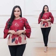 BATIK ATASAN WANITA TERBARU KEKINIAN TERMURAH BLUS BATIK WANITA MODEL TALI SAMPING DAN KANCING ALL M