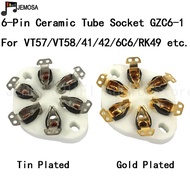 5PCS Ceramic Tube Socket 6Pins Electron Tube Seat For VT57 VT58 41 42 6C6 RK49 T21 WE310 Vacuum Tube