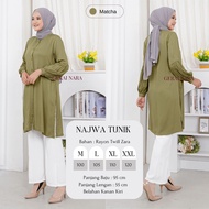 Baju Najwa Tunik Polos Tunik Rayon Twill Premium Lengan Balon