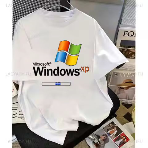 Men Windows XP 98 Stacked Professional T Shirt Novelty Short Sleeve O Neck Tees Computer Fans Short 