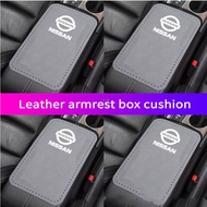 Car Armrest Pad 2 Colors Fashion Leather Car Armrest Pad Cover/Universal Interior Auto Armrests Storage Box Mats for Nissan Sentra Frontier Grand livina Serena X-trail Accessories