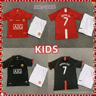 [Kids SSS+]2007-2008 Manchester United Kids Home Kit Ronaldo Retro Football Jersey WK2A