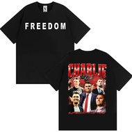 Freedom Charlie Kirk RIP Vintage T-Shirt Men's Clothing Cotton Short Sleeve Oversized Casual Fashion