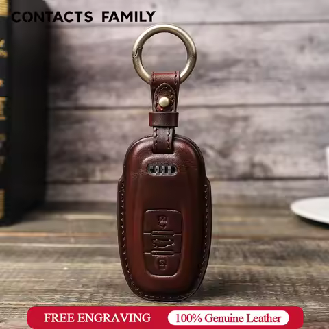 Genuine Leather Leather Car Key Case Cover For Audi A4 A5 Q5 B9 A6 A7 S7 4K S8 Q7 Q8 SR7 R8 A6L A8L 