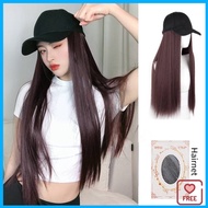 Wig Cap Topi Long Straight Wigs for Women Wig Hat  Hair Extensions Valentine's Day gift 女假髮帽鴨舌帽Topi 