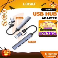 LDNIO DS-64U/DS-64C USB Hub Adapter Dock Station Mini Converter Multiple Ports TYPE C 4 IN 1