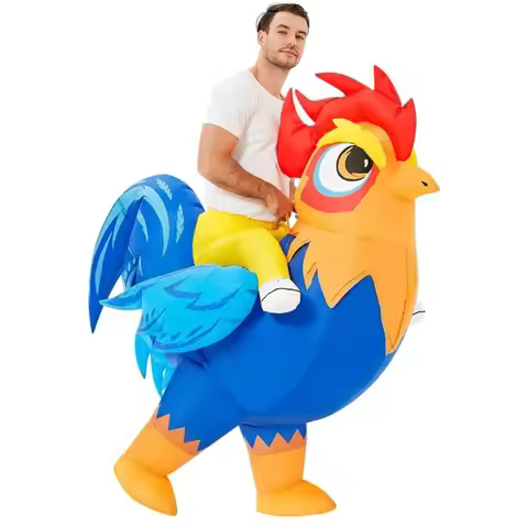 Chicken Costume Adult Inflatable Costume Ride On Blow Up Rooster Animal Suit Funny Halloween Thanksg