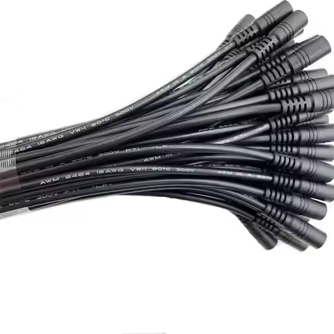 DC 24V Extension Power Cord, Male To Female, 2.1mm*5.5mm Connector Cable, White Black Power Cord 18A