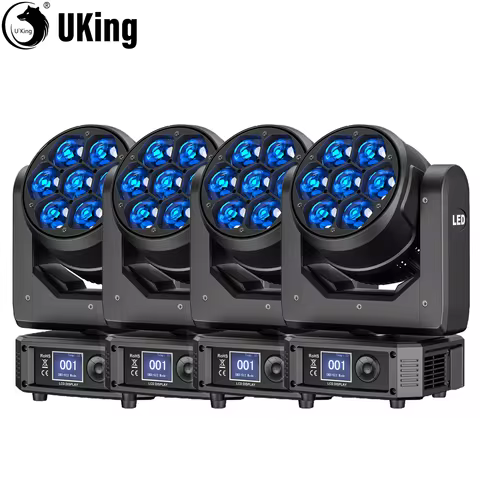 U'King 4Pcs 300W Moving Head DJ Lights 7LEDs RGBW BEE'S EYE Beam Stage Lights DMX512 Control For KTV