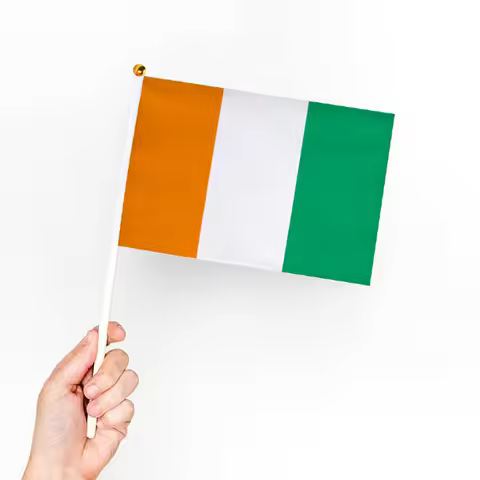 Ivory Coast hand Flag 14x21cm Polyester flying The Ivorian National Banner Cote d 'Ivoire hand flag 