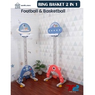 MERAH Tritu Children's Toy Portable BasketBall Hoop 2-1 Adjustable Football & BasketBall Pole Adjust