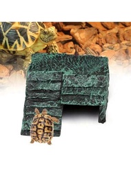 1入組樹脂製綠色烏龜形曬太陽、攀爬和藏身巢穴,適用於水族箱 / 海洋館裝飾,適合像烏龜、蜥蜴、蛇之類的爬行動物