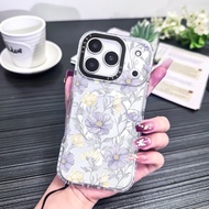 Purple Flowers Color Sketch Painting Wireless Magnetic Charging Case Compatible For IPhone 16E 14 PL