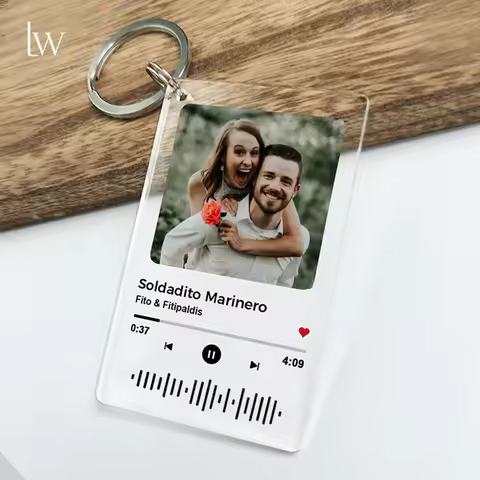 Custom Picture Spotify Keychain Customized Acrylic Music Song Key Ring Scannable Code Personalized P
