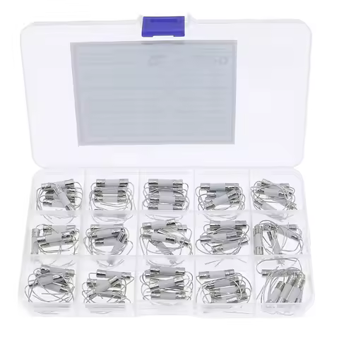 75Pcs 15Value 5 x20mm with a pin Fast Break Ceramic Fuse Tube Kit set 0.5A 1A 2A 3.15A 4A 5A 6.3A 8A