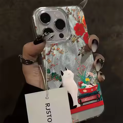 Luxury Cute Cat Flower Vortex Camlet Phone Case for Xiaomi 15 14T 11i POCO X7 X6 X5 X3 Pro X3 NFC X3