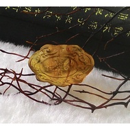 [Disk Crystal] [Longevity Fortune] Natural Burmese Amber Gold Blue Longevity Fortune Safe Lock Small