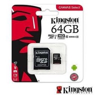 金士頓 Canvas Select MicroSDXC/UHS-I C10 記憶卡(SDCS/64GB32GB16GB)