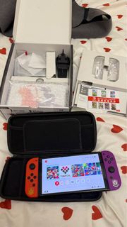 96%新 特別版朱紫Switch oled  有Mon貼 有保護套全齊配件有盒