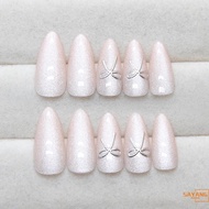 Gentle Cat Eyes Almond Stick on Nails Chip-Proof Smudge-Proof Fake Nails for Shopping Traveling Dati