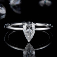 Real Moissanite 1ct 5*8mm Classic Pear Cut White D Elegant Ring In S925 Sterling Silver With GRA Cer