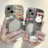 Case OPPO A16 A18 A60 A79 A18 A54 A5S A15 A17 A3S A16 A58 A57 Bear Rabbit Hard Wave Mirror EWM108A