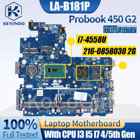 For HP Probook 440 450 G2 Notebook Mainboard LA-B181P 776583-001 773906-501 807227-601 768393-601 I3