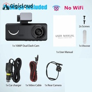 3-Channel Car Dash Cam, F2.0 1080P Full High Definition Dash Camera Front Inside Rear, 140-Degree Wide Angle, Motion Detection, Loop Recording