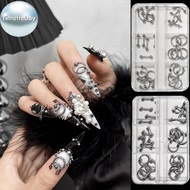 TimeHebay 30/60PCS/Box Metal Retro Circle Nails Art Charms 3D Punk Style  White Nail Parts Nail Deco