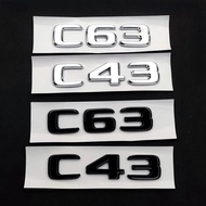 3d ABS Chrome Black C43 Logo C63 Letters Car Trunk Emblem Badge For Mercedes Benz C43 C63 W205 W204 