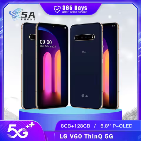 Original LG V60 ThinQ V600VM V600TM 5G SmartPhone NFC 8GB+128GB 6.8'' 64MP+13MP+10MP Snapdragon 865 